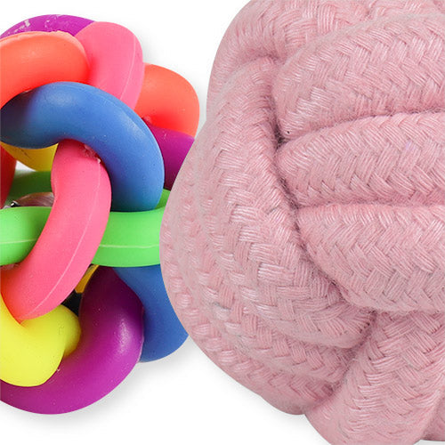 Pet Touch Kitty Rope and Rubber Play Balls 2 Pk Cat Toys Pet Touch   