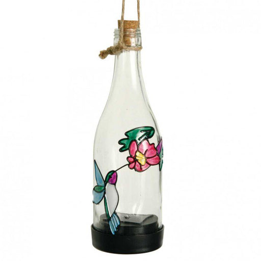 Painted Glass Bottle Solar Light Garden Decor FabFinds Hummingbird  