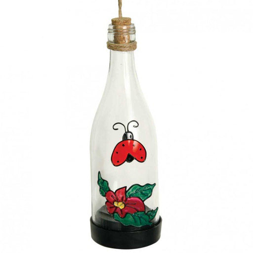 Painted Glass Bottle Solar Light Garden Decor FabFinds Ladybird  