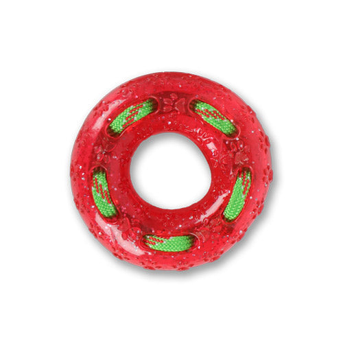 Paw Behavin' Badly Rubber Ring Toy Assorted Colours Christmas Gifts for Pets FabFinds Red  