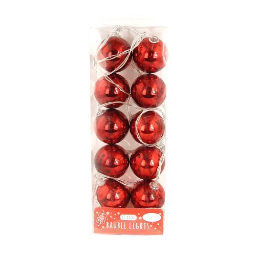Red Bauble Decorative Christmas Lights 10 Pack Christmas Baubles, Ornaments & Tinsel FabFinds   