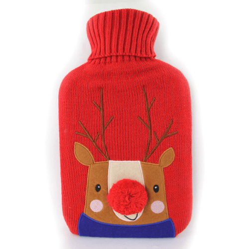 Rudy the Reindeer Knitted Character Hot Water Bottle 2 Litres Hot Water Bottles FabFinds   
