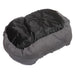 Rosewood Grey Lion Fur Oval Dog Bed 71cm Dog Beds Rosewood   