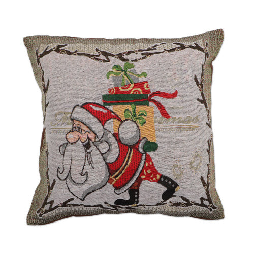 Santa Carrying Presents Christmas Cushion 45cm x 45cm Christmas Cushions & Throws Mr Crimbo   