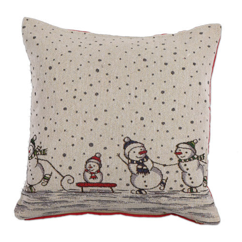Ice Skating Snowmen Christmas Cushion 45cm x 45cm | FabFinds