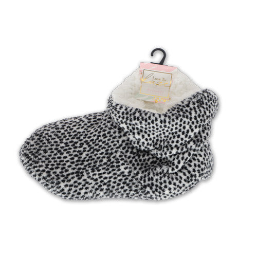 Spotty Animal Print Cosy Short Boots Assorted Sizes Slippers Love to Laze   