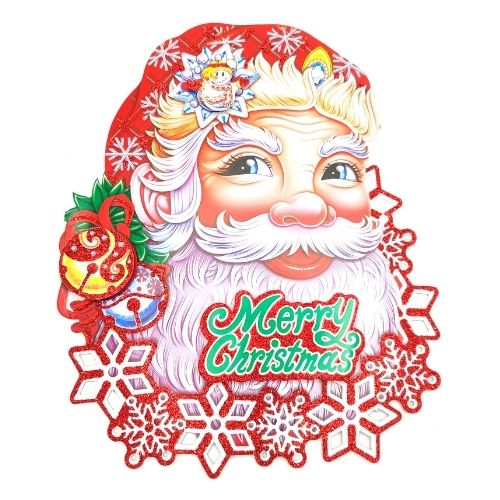 Glitter Assorted 3D Christmas Decorations Christmas Festive Decorations FabFinds Santa's Face  