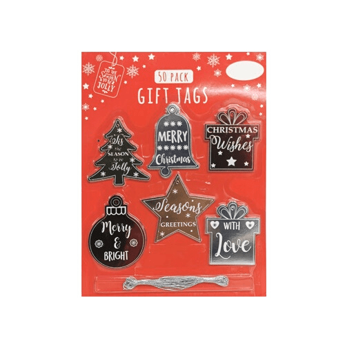 Christmas Gift Tags 50-Pack Shiny Seasonals Christmas Tags & Bows FabFinds   