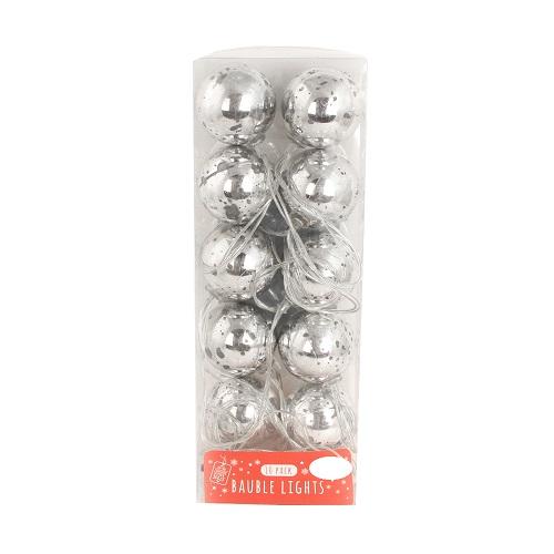 Silver Bauble Decorative Christmas Lights 10 Pack Christmas Baubles, Ornaments & Tinsel FabFinds   