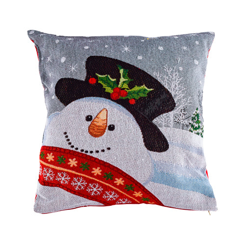 Snowman In Top Hat Christmas Cushion 45cm x 45cm Christmas Cushions & Throws FabFinds   