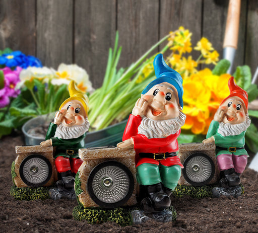 Roots & Shoots Garden Gnome With Solar Light Assorted Colours Garden Decor Roots & Shoots   