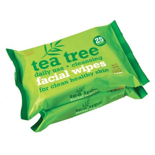 Tea Tree Facial Cleansing Wipes Pack Of 2x25 wipes Face Wipes Tea Tree   