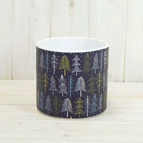 Small Christmas Tree Green and Navy Plant Pot Christmas Decorations The Satchville Gift Company   