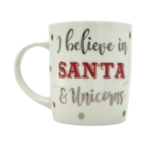 Christmas 'Believe in Santa & Unicorns' Mug Mugs FabFinds   