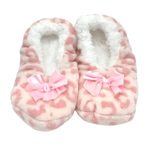 Love To Laze Ladies Pink Leopard Print Cosy Toes Assorted Sizes Slippers Love to Laze   