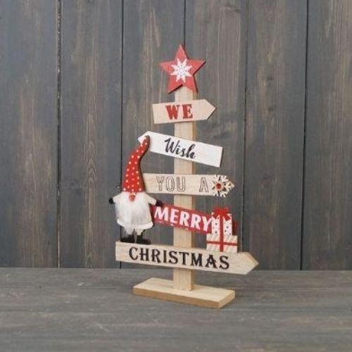 Wooden Standing Christmas Tree Sign Christmas Decoration The Satchville Gift Company   