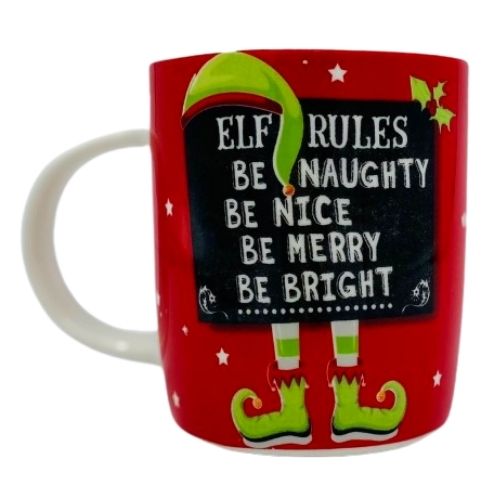 Red Elf Rules Christmas Mug Mugs FabFinds   