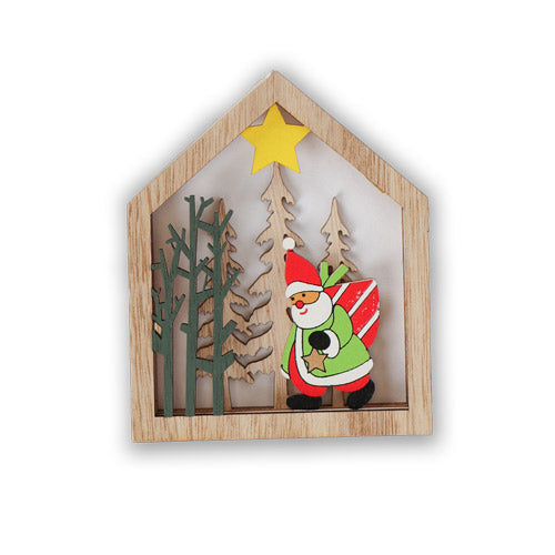 Wooden Christmas Scene Hanging Decoration Assorted Designs Christmas Decorations FabFinds Santa  