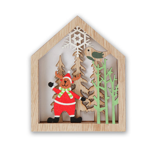 Wooden Christmas Scene Hanging Decoration Assorted Designs Christmas Decorations FabFinds Reindeer  