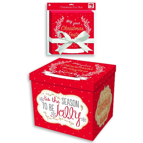 Christmas Eve Red 'Tis The Season Gift Box Christmas Gift Bags & Boxes FabFinds   
