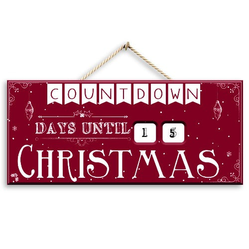 Merry Red Countdown To Christmas Wooden Plaque Christmas Decorations Anker   