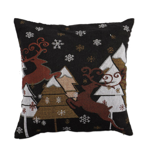 Black Christmas Trees Christmas Cushion 45cm x 45cm Christmas Cushions & Throws Mr Crimbo   