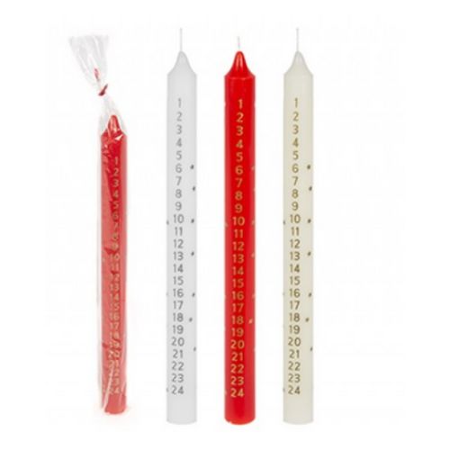 Christmas Advent Candle 25cm Assorted Colours Christmas Candles & Holders Snow White   