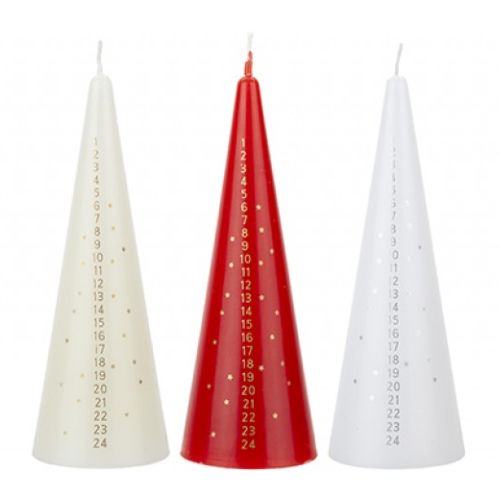 Christmas Advent Candle 15cm Assorted Colours Christmas Candles & Holders Snow White   