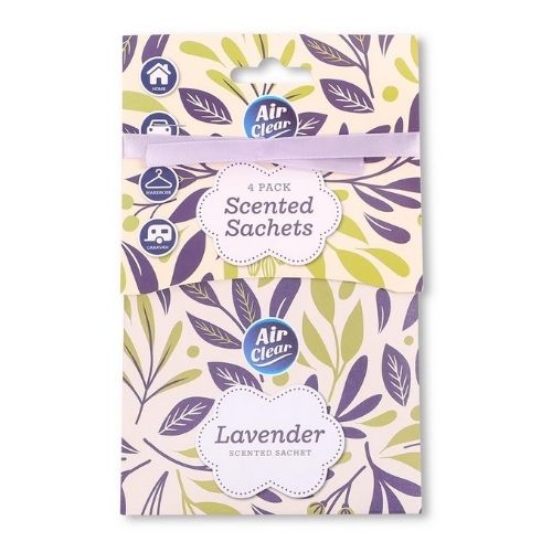 Air Clear Scented Sachets 4 Pack Assorted Scents Air Fresheners & Re-fills Air Clear Lavender  