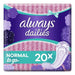 Always Dailies Normal To Go Panty Liner 20 Pack Feminine Care Always   