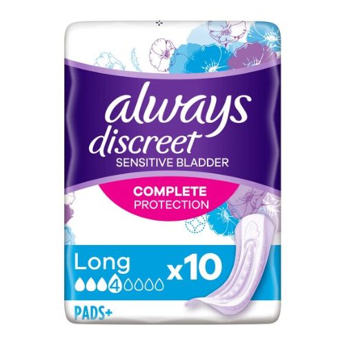 Always Discreet Sensitive Bladder Long Pads 10 Pack Feminine Sanitary Supplies Always   
