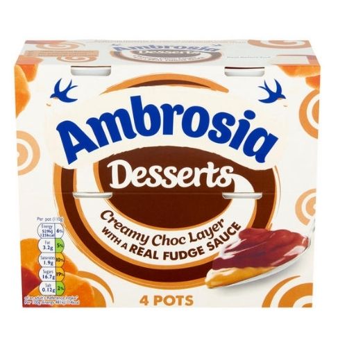 Ambrosia Desserts Creamy Choc Layer 4 Pots Yogurt Ambrosia   