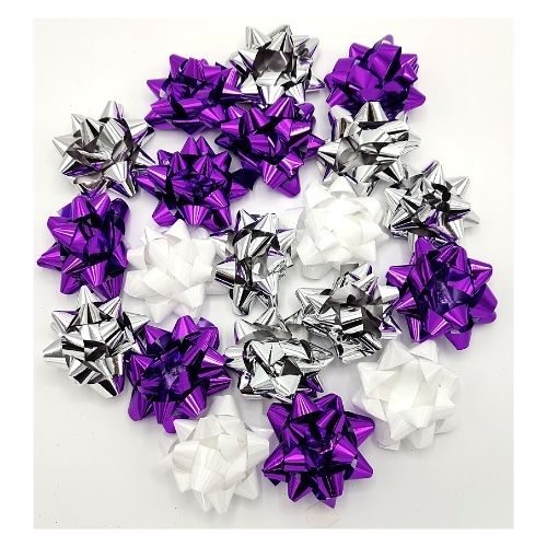 Christmas Gift Confetti Bows 20 Pack Assorted Colours Christmas Tags & Bows FabFinds Purple  
