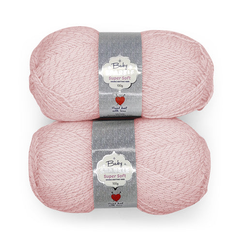 SparkleBaby Super Soft Pastel Knitting Yarn 2x100g Assorted Colours Knitting Yarn & Wool FabFinds Pink  