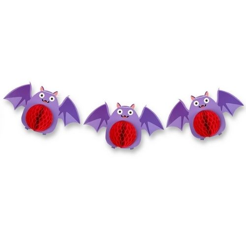 3D Effect Honeycomb Halloween Garland 5 Pack Assorted Designs Halloween Decorations FabFinds Bat  