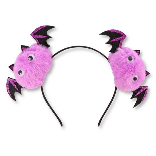 Halloween Glitter Purple Bat Pom Pom Headband Halloween Accessories FabFinds   