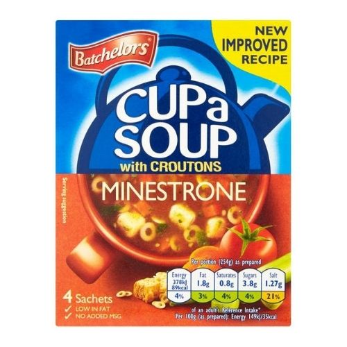 Batchelors Minestone Cup A Soup with Croutons 4 Pack Crisps, Snacks & Popcorn Batchelors   