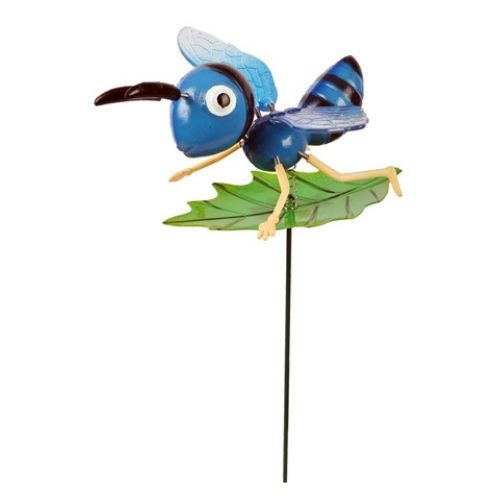 Wobbly Bee Stake Garden Decoration Assorted Colours Garden Decor FabFinds Blue  