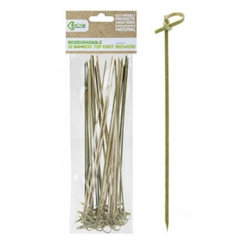 Biodegradable 30 Bamboo Top Knot Skewers 25cm Kitchen Accessories Eco Connection   