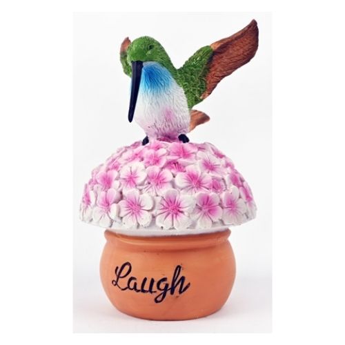 Laugh Pink Flower Bird Garden Ornament 15cm Garden Ornaments FabFinds   