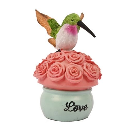 Love Pink Roses Bird Garden Ornament 15cm Garden Ornaments FabFinds   