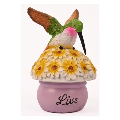 Live Yellow Flower Bird Garden Ornament 15cm Garden Ornaments FabFinds   