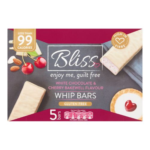 Bliss White Chocolate & Cherry Bakewell Flavour Whip Bars 5 Pk Chocolate Bliss   