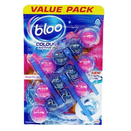 Bloo Toilet Rim Colour Active Blue Water - Fresh Flower 3x50 g Toilet Cleaners Bloo   