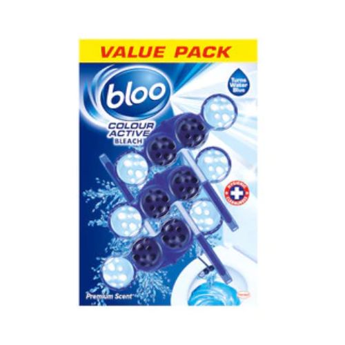 Bloo Colour Active + Bleach Toilet Rim Block 3 x 50g Toilet Cleaners Bloo   
