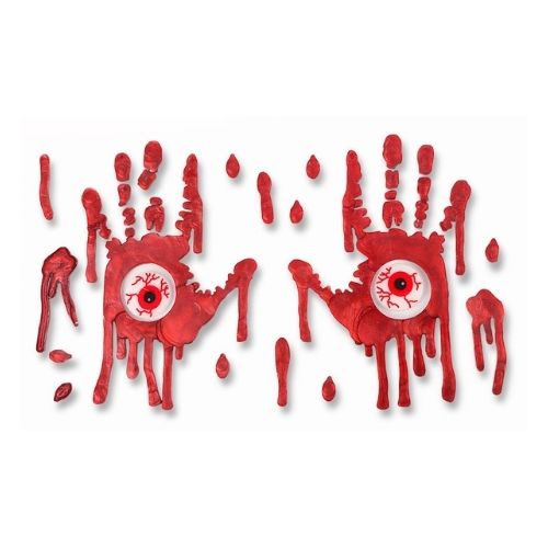 Blood Red Horrifying Gel Window Clings Assorted Designs Halloween Decorations FabFinds Bloody Hands & Eyeballs  