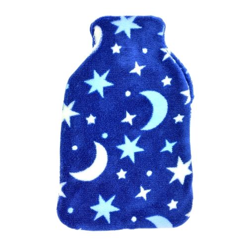 Printed Coral Fleece Hot Water Bottles Assorted Designs Hot Water Bottles Cosy & Snug Blue Star and Moon  