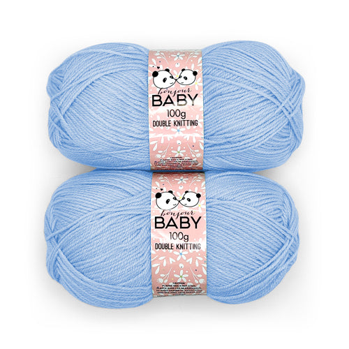 Bonjour Baby Pastel Double Knitting Yarn 2x100g Assorted Colours Knitting Yarn & Wool FabFinds Blue  