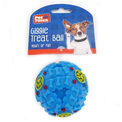 Pet Touch Giggle Treat Dog Ball Assorted Colours Dog Toys Pet Touch Blue  