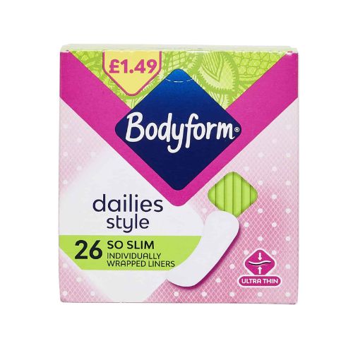 Bodyform Dailies Style So Slim Liners 26 Pk Feminine Sanitary Supplies Bodyform   